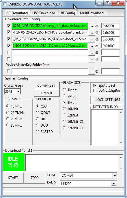 espressif esp8266 firmware download tool